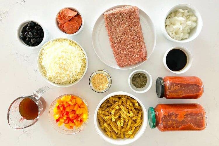 Ingredients for Pepperoni Pasta Bake