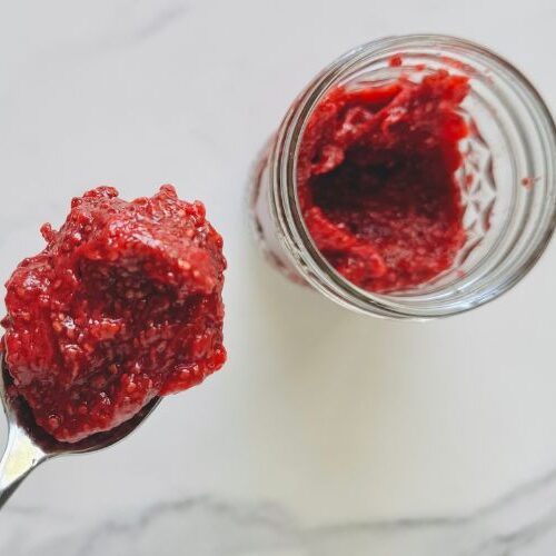 Easy strawberry chia jam with frozen fruit (no pectin needed)