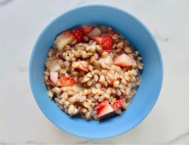 Easy Farro Breakfast Bowl for Kids (with Berries + Flax)